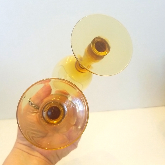 Vintage MCM Boho Pair of Amber Liqueur Shot Glasses - Picture 6 of 7